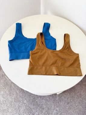 ThirdLove Ribbed Scoop Bralette - Blue & Brown bundle of 2 / size L